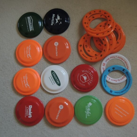 Frisbees Lot of 24 Flying Discs + Spin Jammer Rings - Frisbee Promo Toys - NEW - Picture 4 of 11